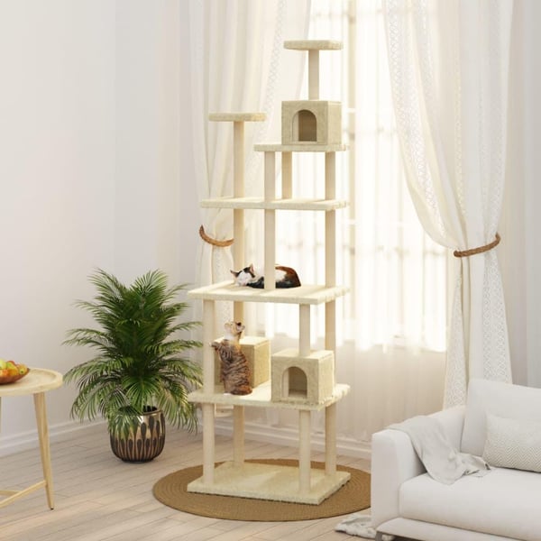 vidaXL Kattetre med klorestolper i sisal kremhvit 188 cm