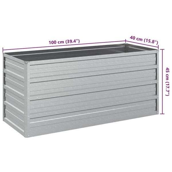 vidaXL Høybed 100x40x45 cm galvanisert stål sølv