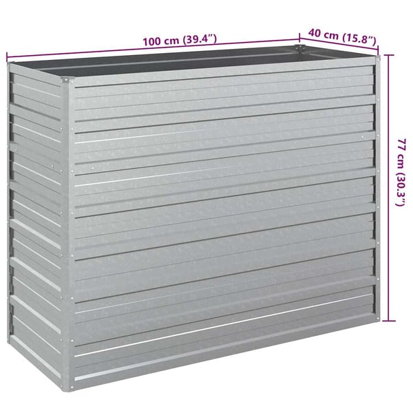 vidaXL Høybed 100x40x77 cm galvanisert stål sølv