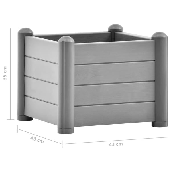 vidaXL Høybed PP steingrå 43x43x35 cm