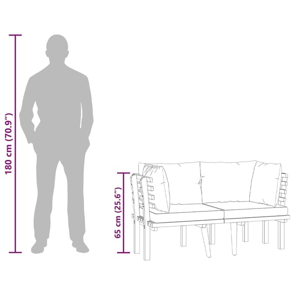 vidaXL 2-personers havesofa med hynder massivt akacietræ