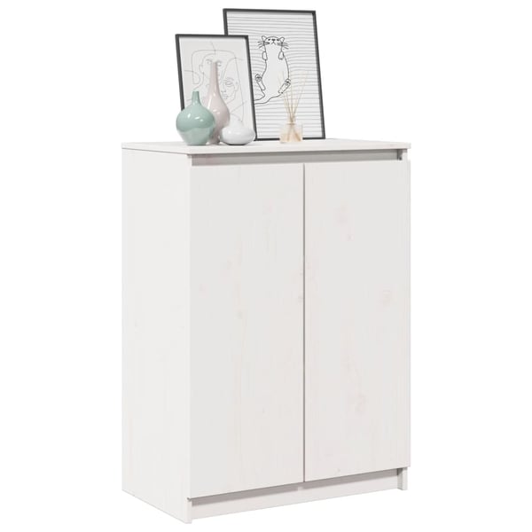 vidaXL Skjenk 60x36x84 cm heltre furu hvit