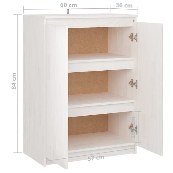 vidaXL Skjenk 60x36x84 cm heltre furu hvit