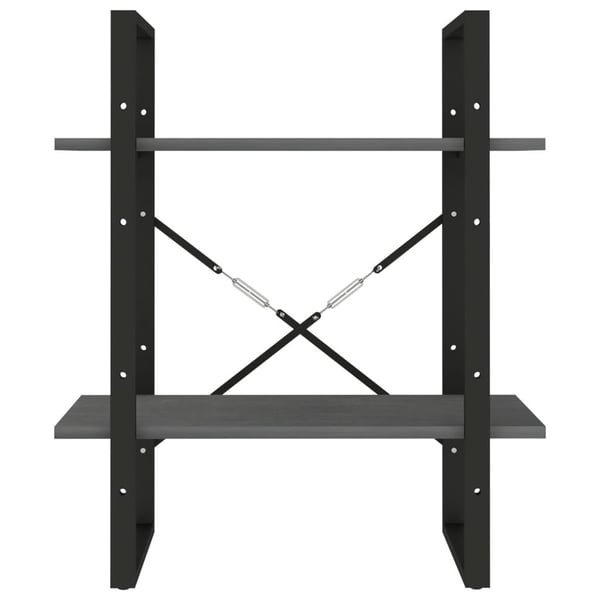vidaXL bogreol med 2 hylder 60x30x70 cm massivt fyrretræ grå