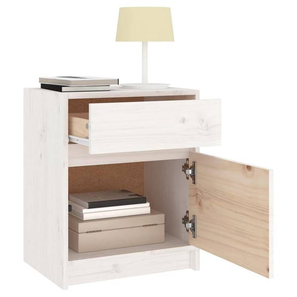 vidaXL Nattbord hvit 40x31x50 cm heltre furu