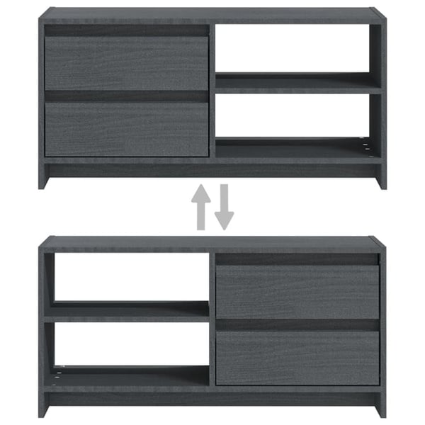 vidaXL TV-benk 80x31x39 cm heltre furu grå