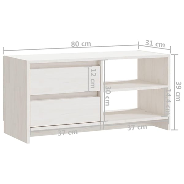 vidaXL TV-benk 80x31x39 cm heltre furu hvit