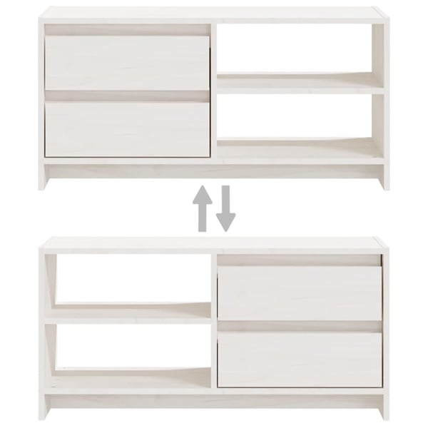 vidaXL TV-benk 80x31x39 cm heltre furu hvit