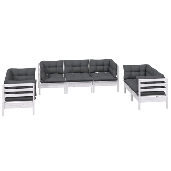 vidaXL Hagesofagruppe med puter 7 deler heltre furu