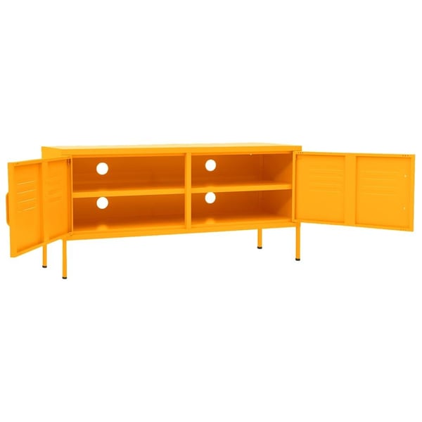 vidaXL TV-benk sennepsgul 105x35x50 cm stål