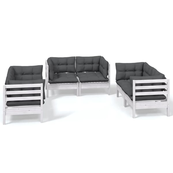 vidaXL Hagesofagruppe med puter 6 deler heltre furu