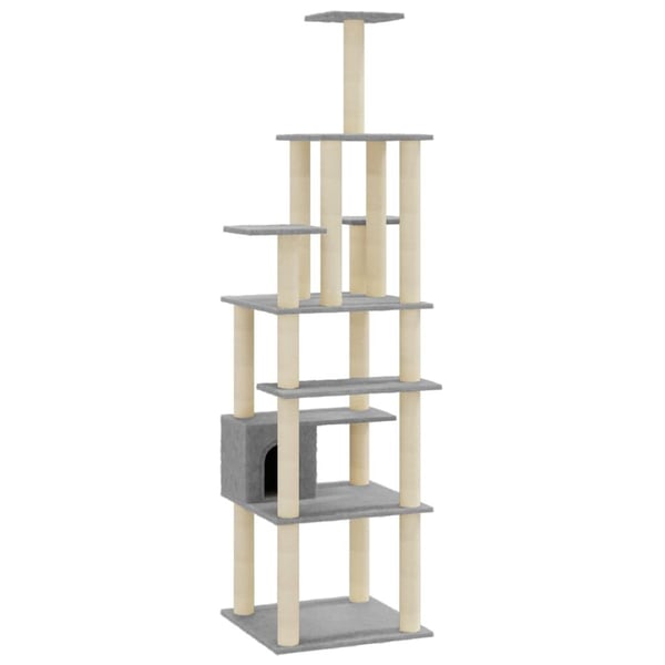 vidaXL Kattetre med klorestolper i sisal lysegrå 183 cm