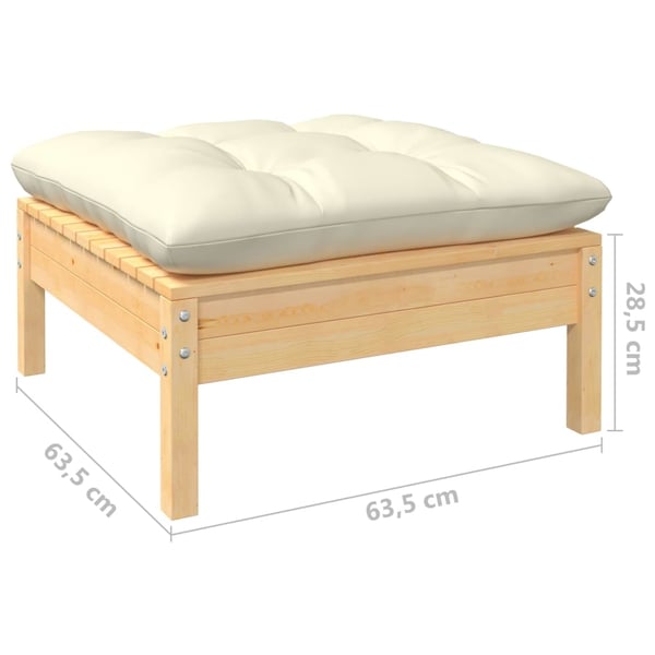 vidaXL Hagesofagruppe med kremhvite puter 14 deler heltre furu