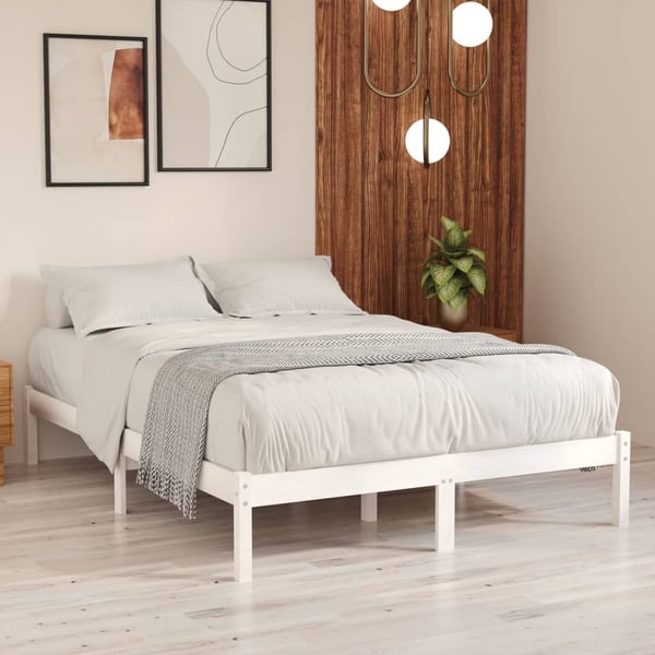 vidaXL sengeramme 150x200 cm King Size massivt fyrretræ hvid