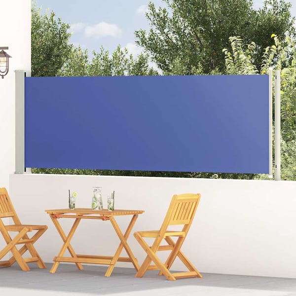 vidaXL Infällbar sidomarkis 117x614 cm blå