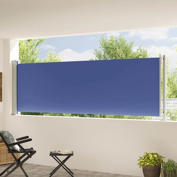 vidaXL Infällbar sidomarkis 117x614 cm blå