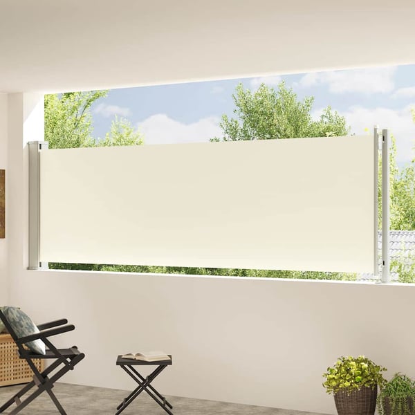 vidaXL Uttrekkbar sidemarkise 117x614 cm kremhvit