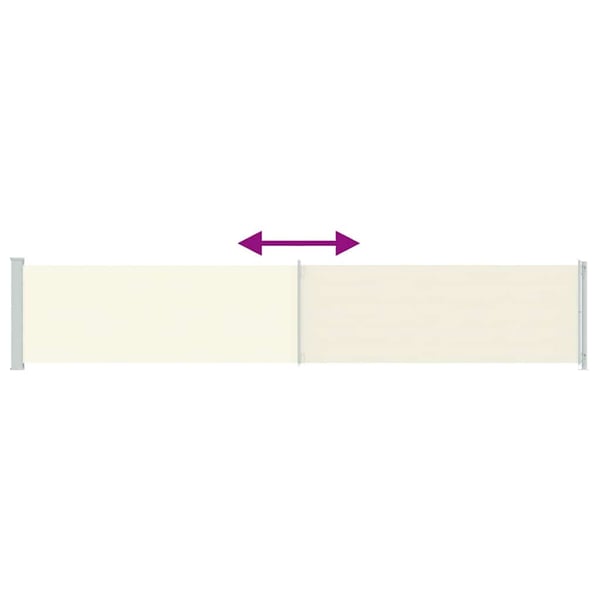 vidaXL Uttrekkbar sidemarkise 117x614 cm kremhvit