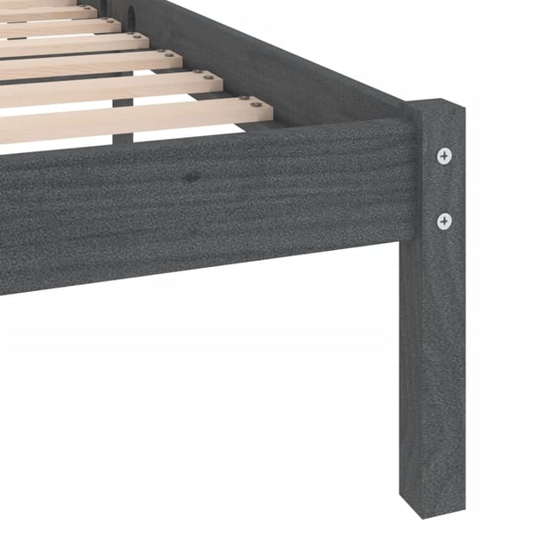 vidaXL Sengeramme grå heltre furu 200x200 cm