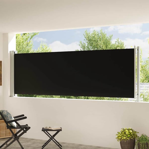 vidaXL Sisäänvedettävä terassin sivumarkiisi 117x614 cm musta