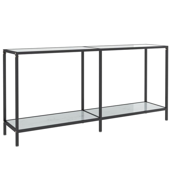 vidaXL konsolbord 160x35x75,5 cm hærdet glas hvid