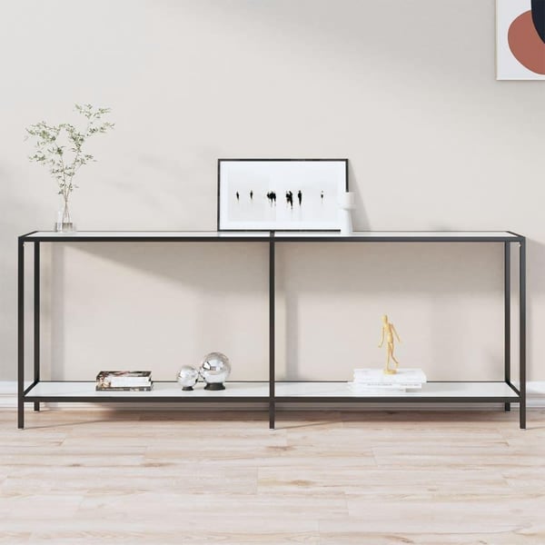 vidaXL konsolbord 200x35x75,5 cm hærdet glas hvid