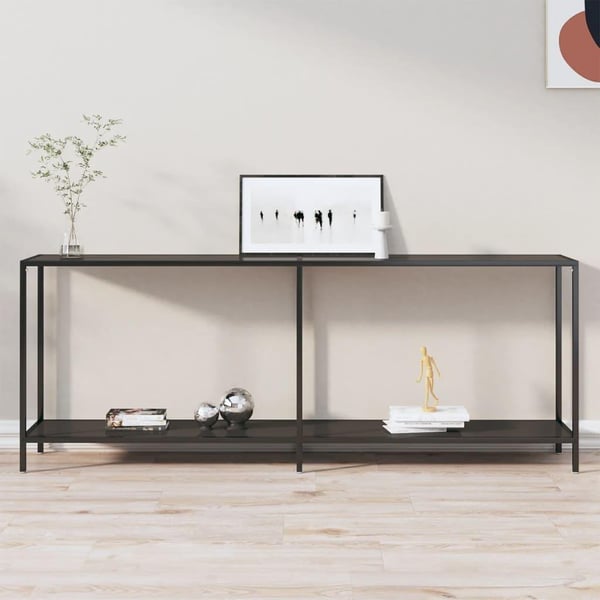 vidaXL konsolbord 200x35x75,5 cm hærdet glas sort