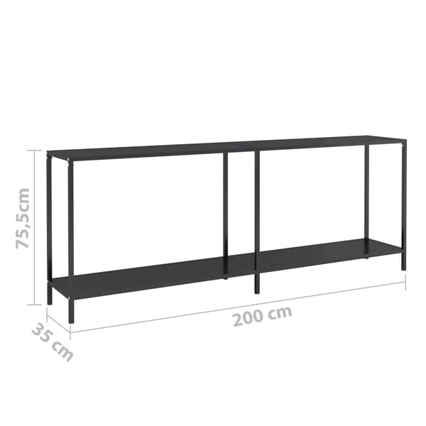 vidaXL konsolbord 200x35x75,5 cm hærdet glas sort