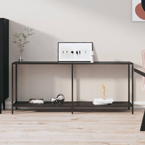 vidaXL konsolbord 180x35x75,5 cm hærdet glas sort