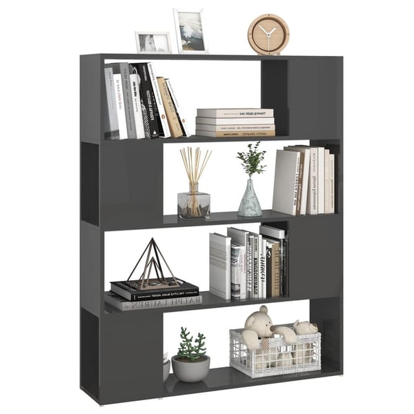 vidaXL bogskab/rumdeler 100x24x124 cm spånplade grå højglans