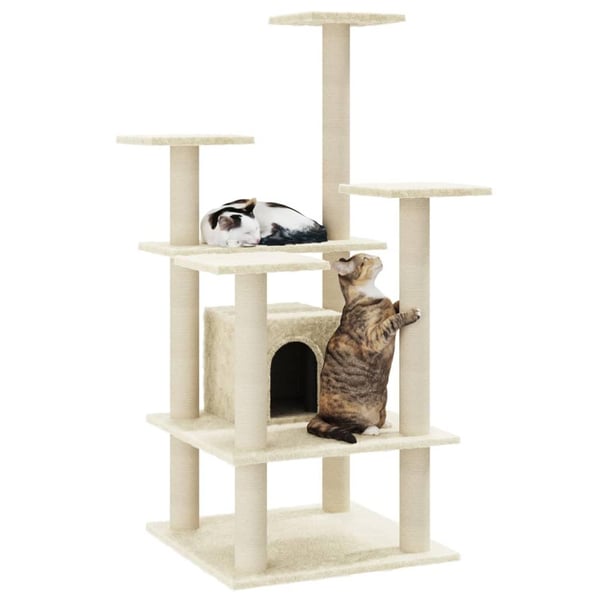 vidaXL Kattetre med klorestolper i sisal kremhvit 110 cm