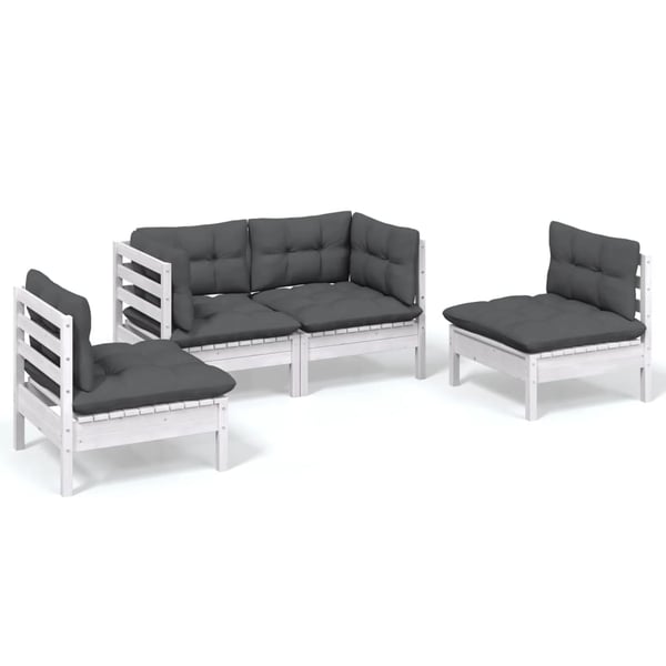 vidaXL Hagesofagruppe med puter 4 deler heltre furu