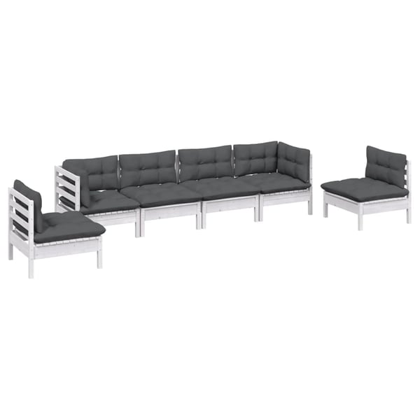 vidaXL Hagesofagruppe med puter 6 deler heltre furu