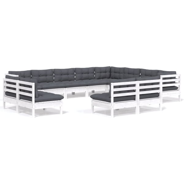 vidaXL Hagesofagruppe med puter 12 deler heltre furu