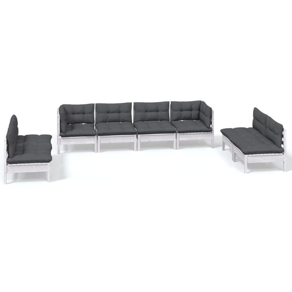 vidaXL Hagesofagruppe med puter 8 deler heltre furu