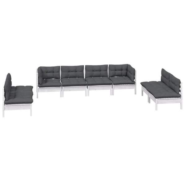 vidaXL Hagesofagruppe med puter 8 deler heltre furu