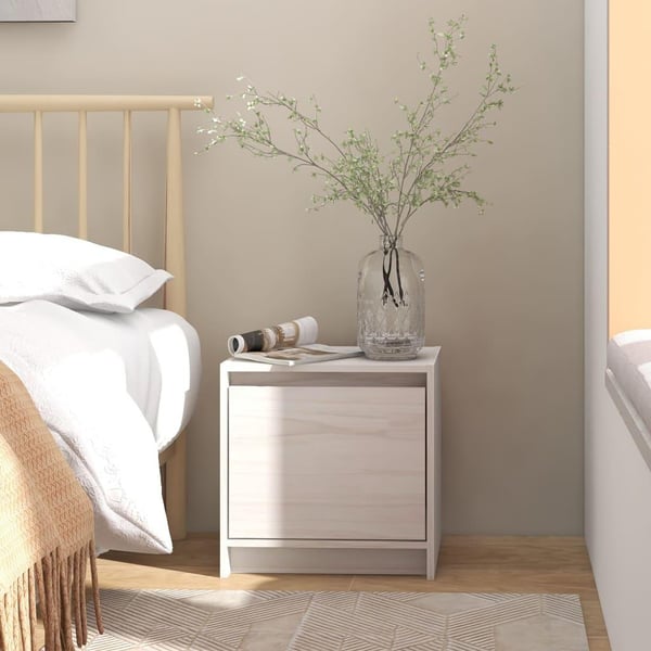 vidaXL sengeskab 40x30,5x40 cm massivt fyrretræ hvid