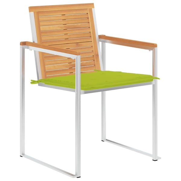 vidaXL Trädgårdsstolar med dynor 8 st massiv teak