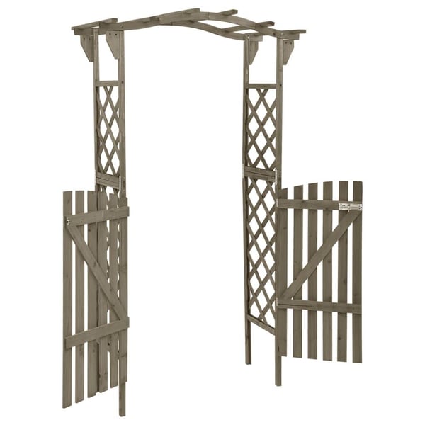 vidaXL Pergola med port 116x40x204 cm heltre gran grå
