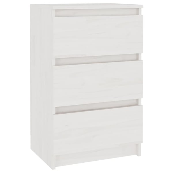 vidaXL Sängbord vit 40x29,5x64 cm massiv furu
