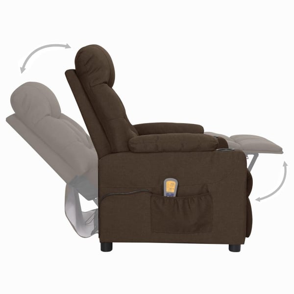 vidaXL Massagefåtölj mörkbrun tyg