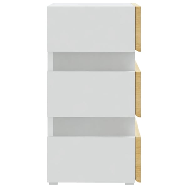 vidaXL LED-nattbord hvit og sonoma eik 45x35x67 cm konstruert tre