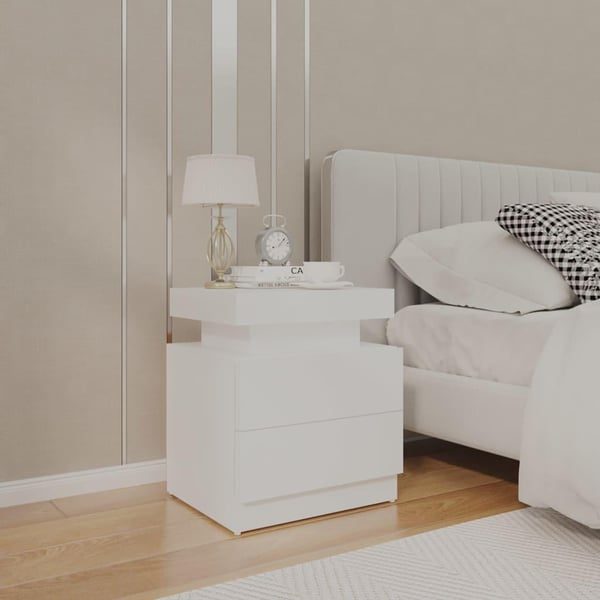 vidaXL sengebord 45x35x52 cm spånplade hvid