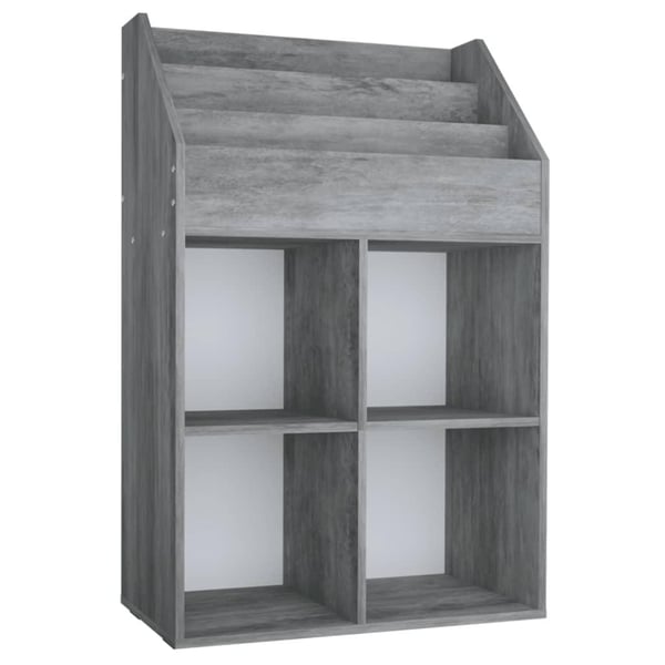 vidaXL magasinholder til børn 71x30x114 cm spånplade betongrå