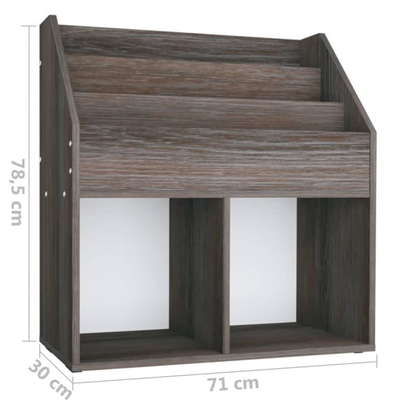 vidaXL magasinholder til børn 71x30x78,5 cm spånplade grå og sonoma-eg