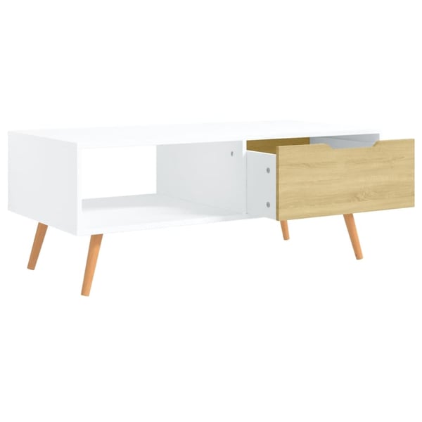 vidaXL sofabord 100x49,5x43 cm spånplade hvid og sonoma-eg