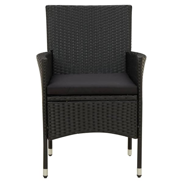vidaXL udendørs spisebordssæt 9 dele med hynder polyrattan sort