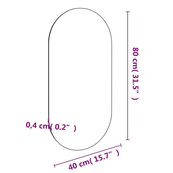 vidaXL spejl 80x40 cm glas