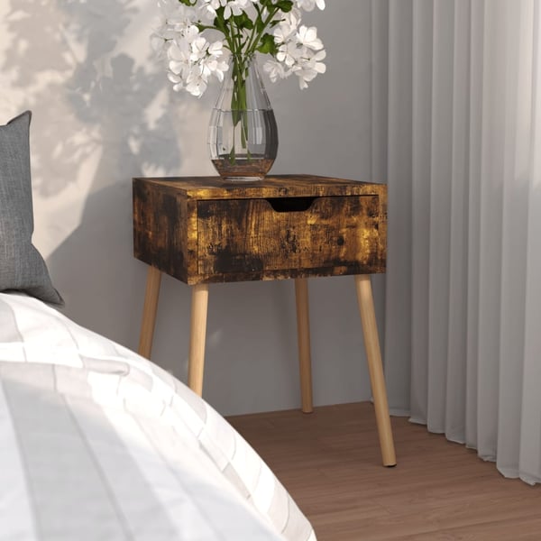 vidaXL sengeborde 40x40x56 cm spånplade røget eg
