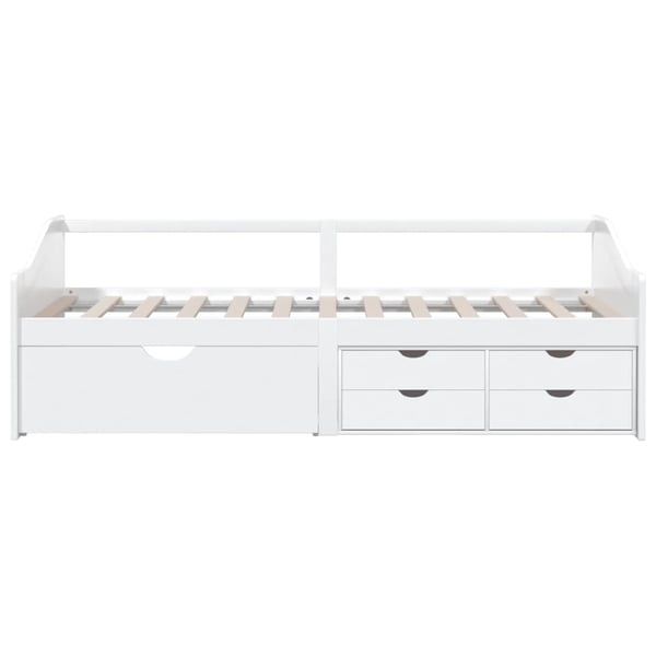 vidaXL Sengeramme 3 seter med skuffer heltre furu 90x200 cm hvit
